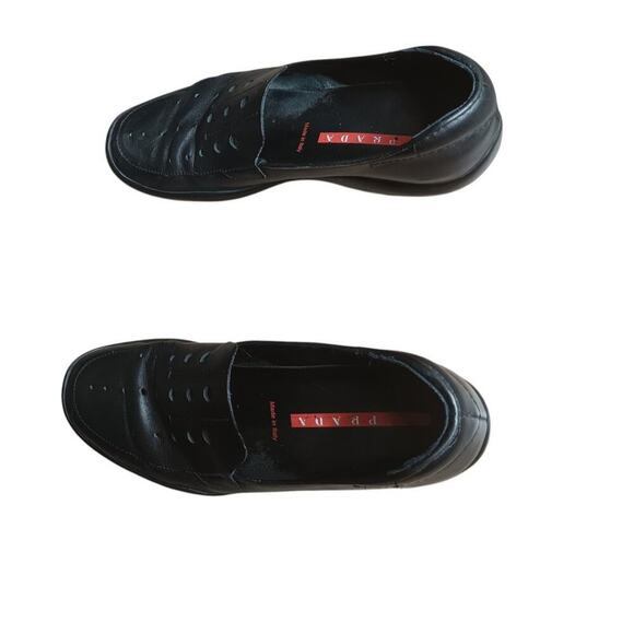 Archive 2000s Prada Sport Black Leather Loafers Shoes Size 39 Vintage Mens 6 W 8 - Picture 3 of 16